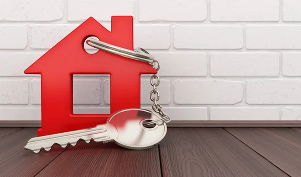 Abstract red home and key — Stock Photo, Image
