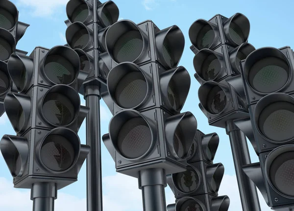 Veel verkeerslichten uitschakelen Rechtenvrije Stockafbeeldingen