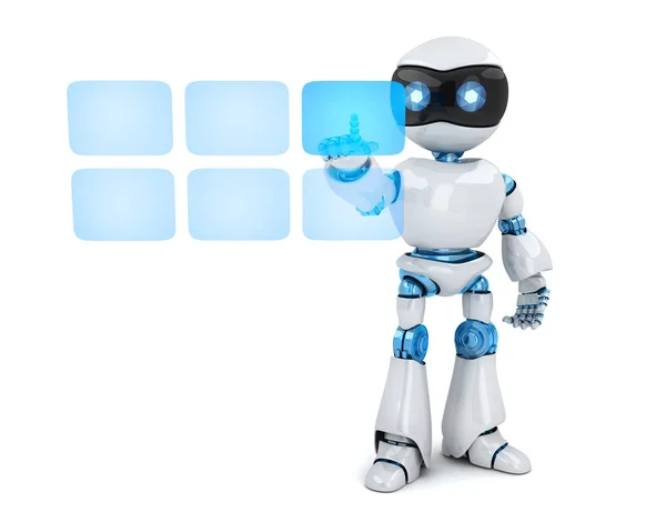 Robot blanco y botones holograma —  Fotos de Stock