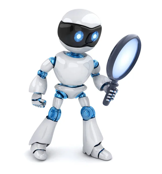 搜索白机器人和镜头 免版税图库照片