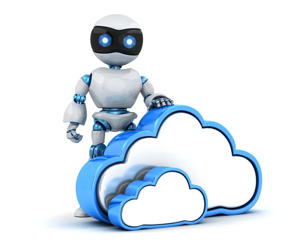 Robot en abstracte cloud-opslag Stockafbeelding