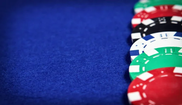 Poker Chips Blue Background — Stock Photo, Image