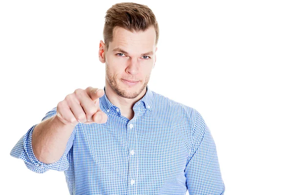 Handsome man pointing to the front isolated on white background — Stock Photo, Image