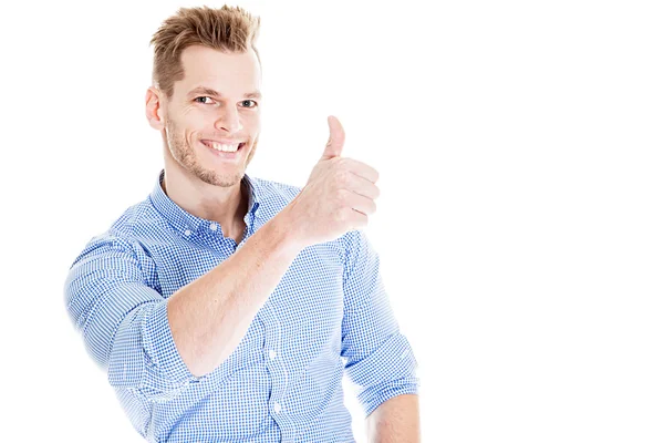 Šťastný muž dává palec nahoru znamení — Stock fotografie