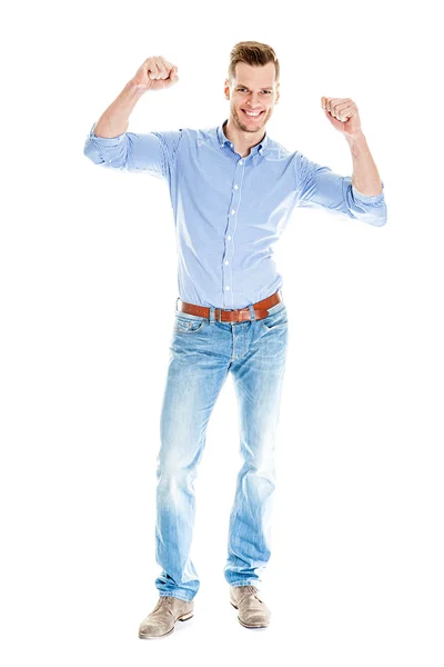 Very happy man isolated full body — Stock Photo, Image