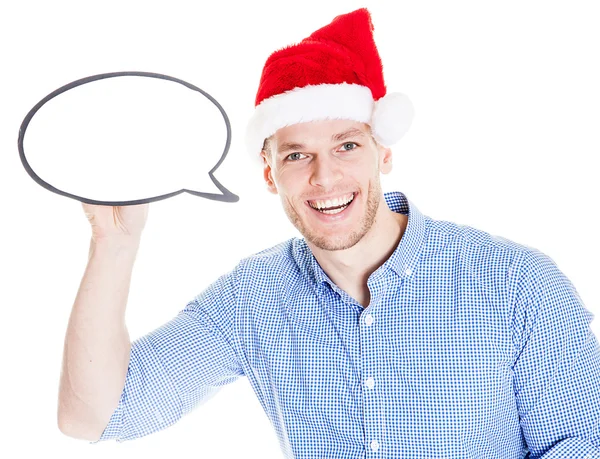 Man wearing christmas hat Stock Image