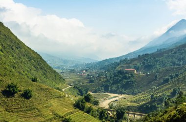 Pirinç Teras Sapa Köyü, Vietnam üzerinde şaşırtıcı görünümü