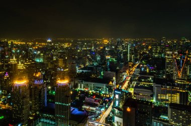 Bangkok en iyi gece görünümü cityscape iş disctrict