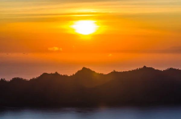 Niesamowity Widok Wschód Słońca Góry Szczytu Wulkanu Batur Bali Indonezja — Zdjęcie stockowe