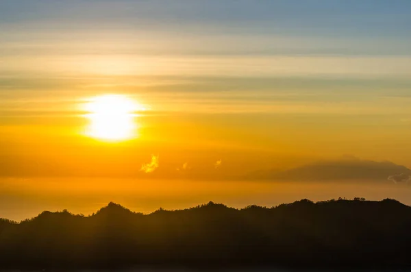 Amazing Panorama View Sunrise Mountain Summit Batur Volcano Bali Indonesia — Stock Photo, Image