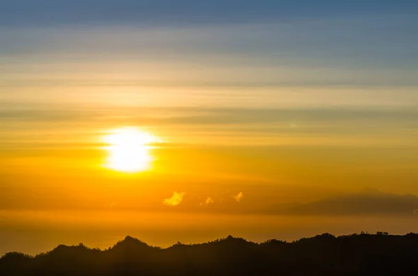 Amazing Panorama View Sunrise Mountain Summit Batur Volcano Bali Indonesia — Stock Photo, Image