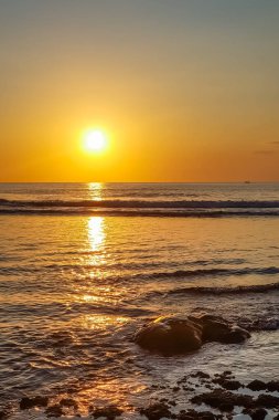 Endonezya, Bali 'deki Suluban plajından Hint Okyanusu' nun inanılmaz gün batımı manzarası