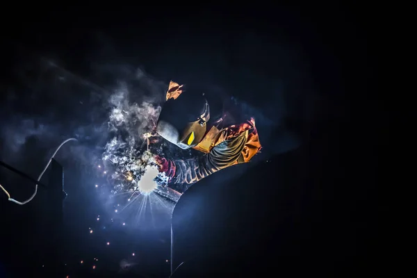 Kaynakçı işçi koruyucu maske elektrokimyasal koruma iş giysisi, gece vardiyası metal gövde boru hattı kaynak ile