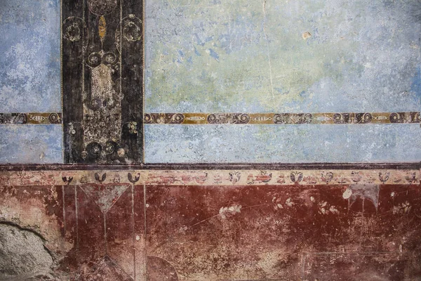 Painted textures from Color Walls of Ancient Pompeii Ruins of ancient city Pompeii, destroyed by volcanic eruption of Vesuvio mountain, Italy — Stock Photo, Image