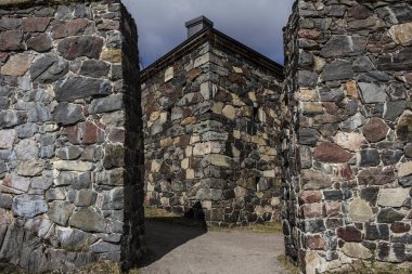 Bazı ilginç görünümler duvarlar, geçişleri ve kale kale Suomenlinna (Sveaborg), Helsinki, Finlandiya