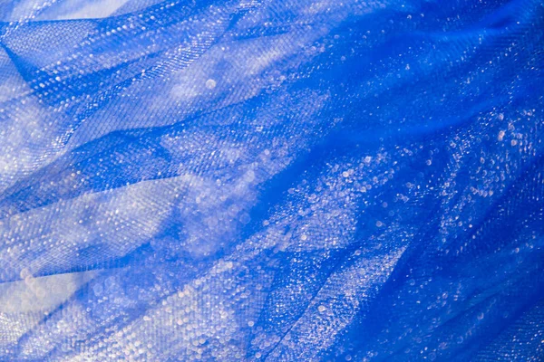Modré pletivo organza látka abstraktní textury pozadí — Stock fotografie