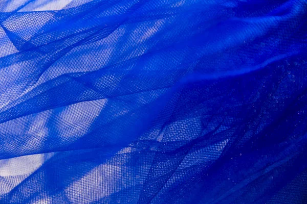 Blue mesh organza fabric abstract texture background