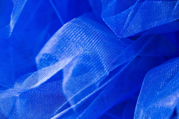 Μπλε πλέγμα ύφασμα οργάντζα αφηρημένη υφή φόντου — Φωτογραφία Αρχείου