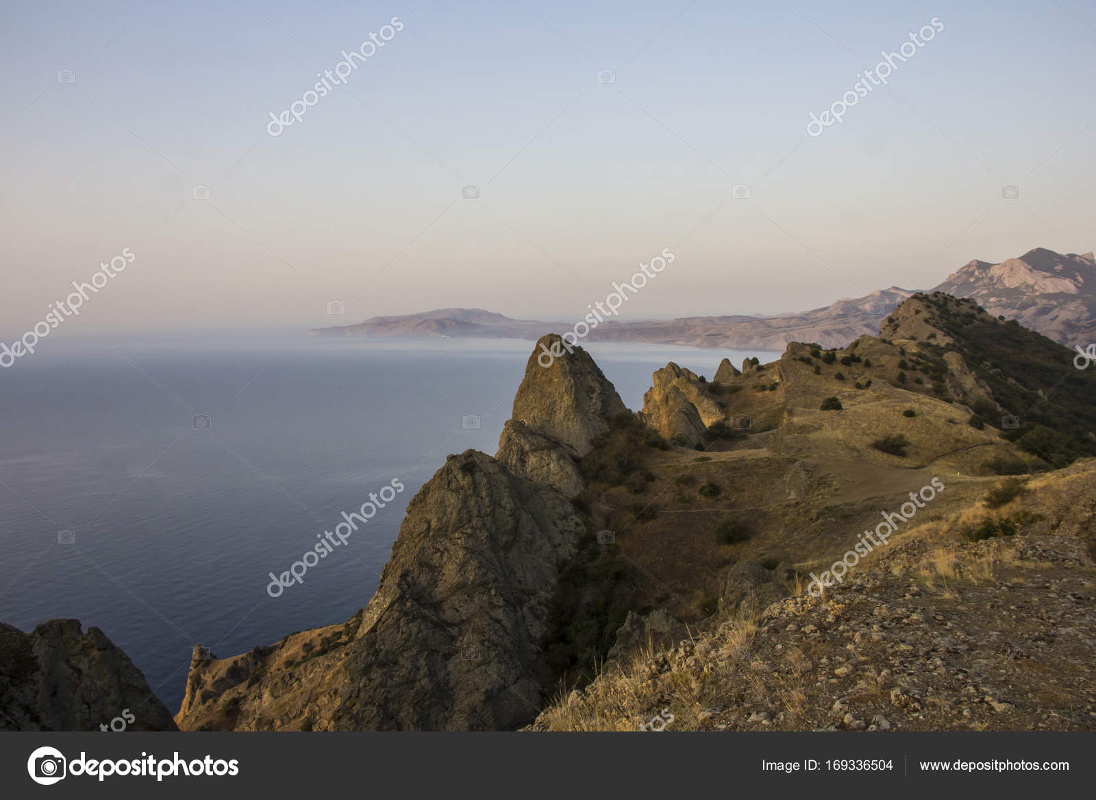Paysage Dun Fameux Rochers Baies Près Le Volcan Karadag