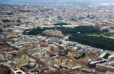 Kuş bakışı, Mikhailovsky Kalesi, Yaz Bahçesi ve Saint-Petersburg, Rusya'nın Mars'ın alanı Meydanı