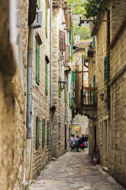 Karadağ, Kotor, 09 Ekim 2019. Kotor Kasabası. Eski Kotor sokakları. Unesco kasabası. Dar Sokak. 