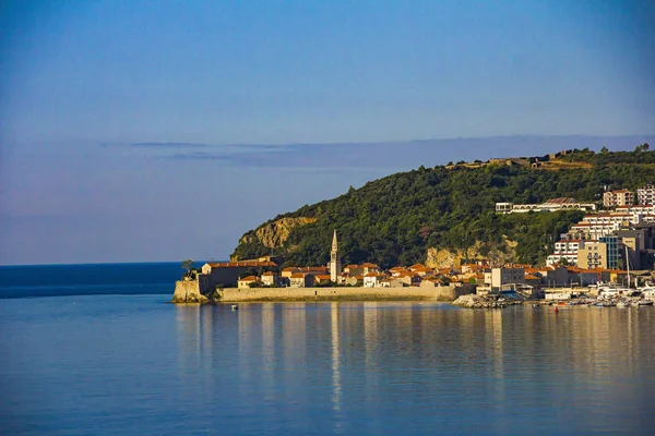 Utsikten Över Gamla Delen Budva Stad Med Saint John Katedralen — Stockfoto