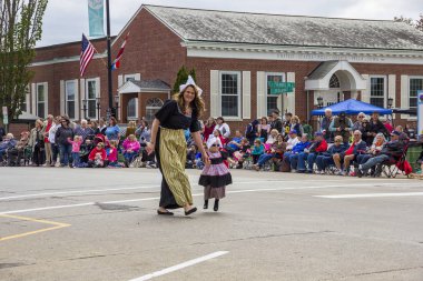 May 2, 2019, Pella, Iowa, USA. Tulip Time Festival Parade of Pella's dutch community, a festival dedicated to the citizens who immigrated from the Netherlands to America.