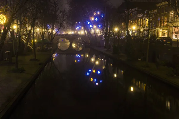 Utrecht Netherlands January 21St 2020 Double Arc Stone Bridge Canal — 스톡 사진