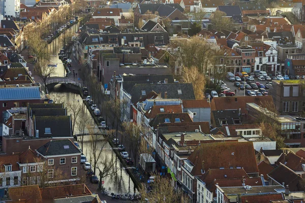 Delft Netherlands Holland January 2020 Вид Сверху Колокольни Новой Церкви — стоковое фото