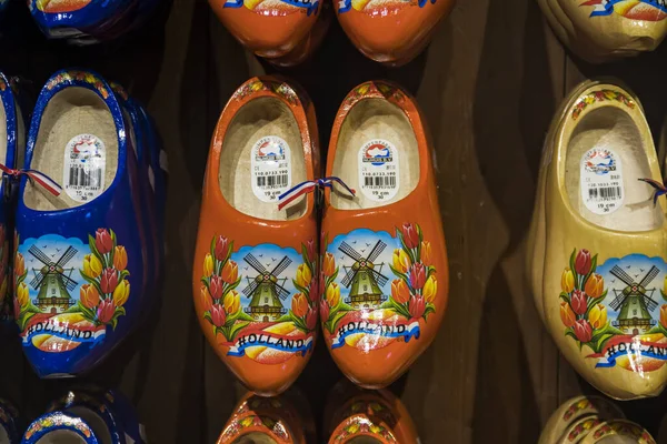 Zaanse Schans Países Baixos 2020 Tamancos Artesanais Madeira Holandesa Sapatos — Fotografia de Stock