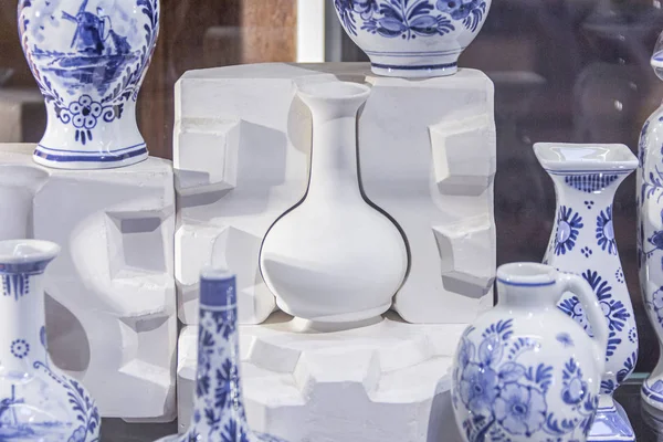 Formbox För Krukmakning Tillverkning Traditionell Blå Porslin Konst Keramik Verkstad — Stockfoto