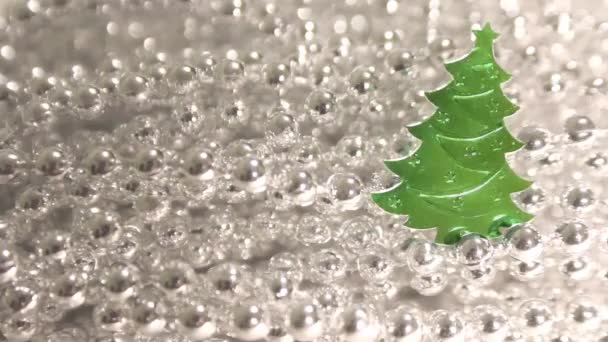 Bioscoop Van Kerstmis Nieuwjaar Seizoensgebonden Groene Confetti Sparren Boom Gevormd — Stockvideo