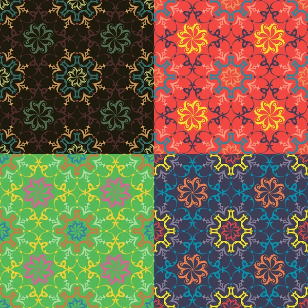 Conjunto de patrones florales vectoriales sin costuras — Vector de stock