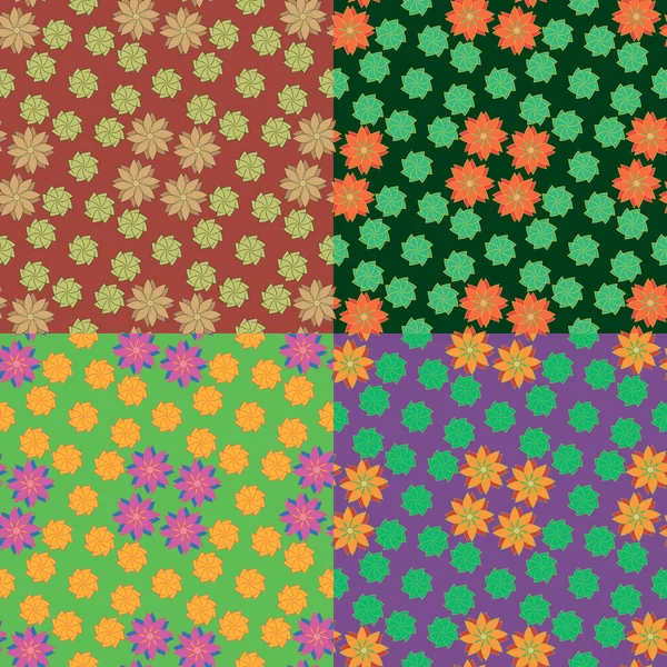 Conjunto de patrones florales vectoriales sin costuras — Archivo Imágenes Vectoriales