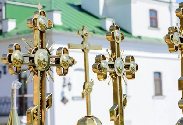 Croci cristiane ortodosse dorate — Foto Stock