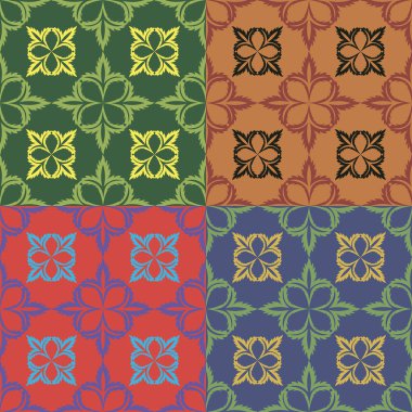 Çiçek elemanları ile Dikişsiz desen