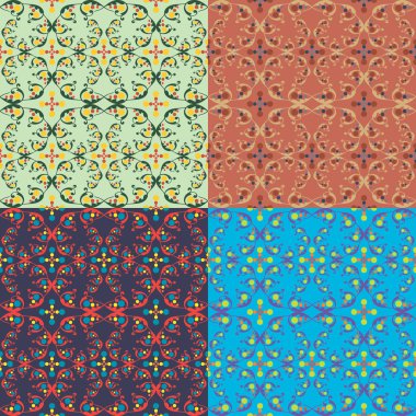 dört geometrik Dikişsiz desen seti