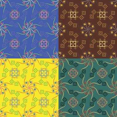 dört geometrik Dikişsiz desen seti