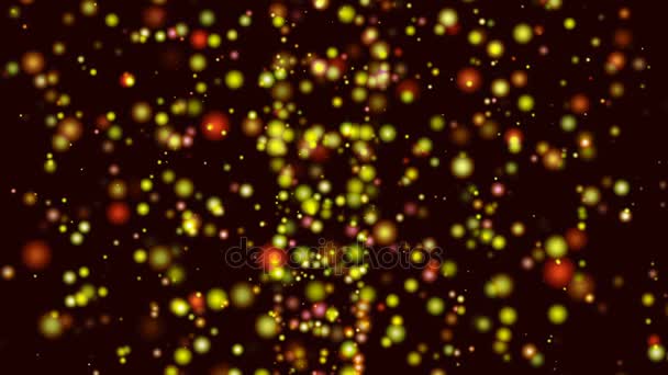 Ciemne Tło Animowane Cząstek Czerwony Żółty Ruchu Cząstki Kosmiczne Fantasy — Wideo stockowe