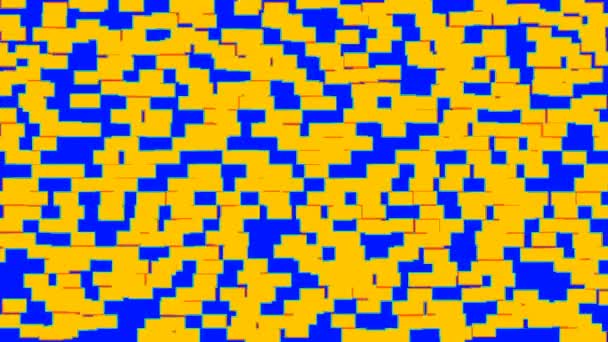 Économiseur Écran Abstrait Animé Bleu Jaune Avec Rendu Ordinateur Rectangles — Video