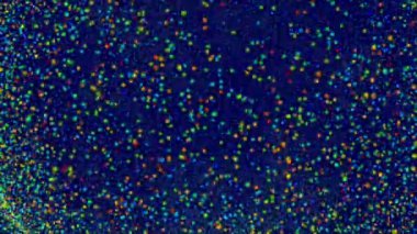 Çok çok renkli ince titreşen parçacıklar bilgisayar işleme ile soyut animasyon kompozisyon