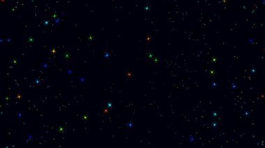 Çok çok renkli ince titreşen parçacıklar bilgisayar işleme ile soyut animasyon kompozisyon