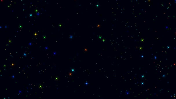 Composition abstraite animée avec de nombreuses particules fines multicolores scintillantes rendu informatique 