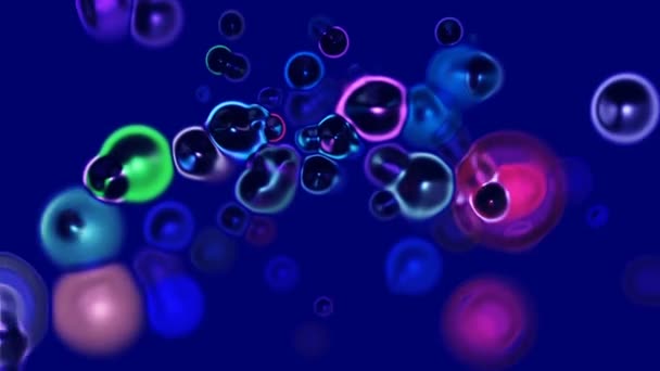 Abstract Animated Composition Large Colored Circles Dark Blue Background Computer — Stock Video