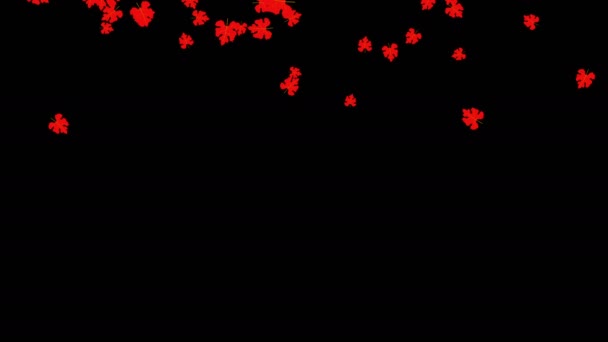 Abstrait animée économiseur d'écran de conception avec des feuilles rouges tombant sur un ordinateur de fond noir rendu 3d 