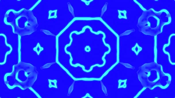 Blue Animated Patterned Background Kaleidoscope Effect Computer Rendering — Stock Video