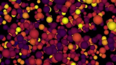 Kaotik topları ile değişken parlaklık koyu arka plan bilgisayar işleme üzerinde hareketli animasyonlu sanatsal arka plan