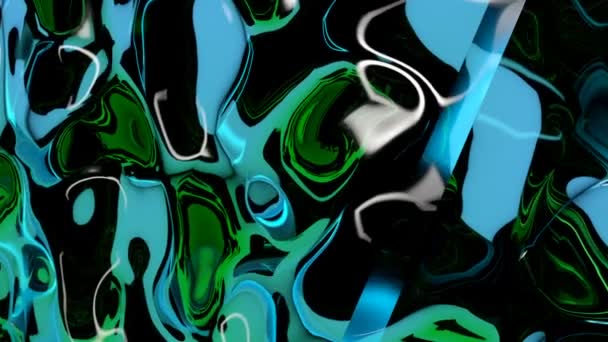 非晶質の移動図コンピューターのレンダリングと抽象的な緑および青アニメーションの背景 — ストック動画