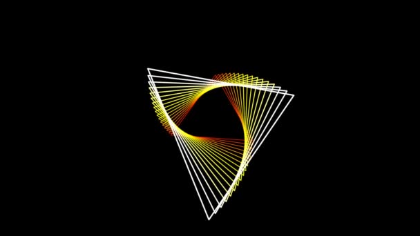 Animation abstraite avec des triangles rotatifs de particules sur un rendu d'ordinateur de fond sombre 