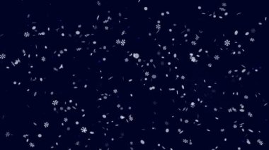 Yeni yıl animasyon ekran koruyucu beyaz kar taneleri merkezden farklı yönlere uçuyor.